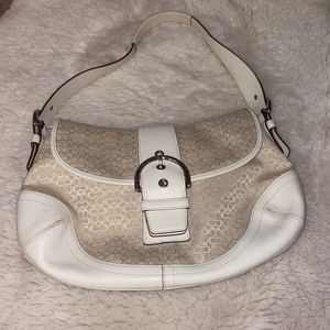 Coach signature jacquard beige white bag